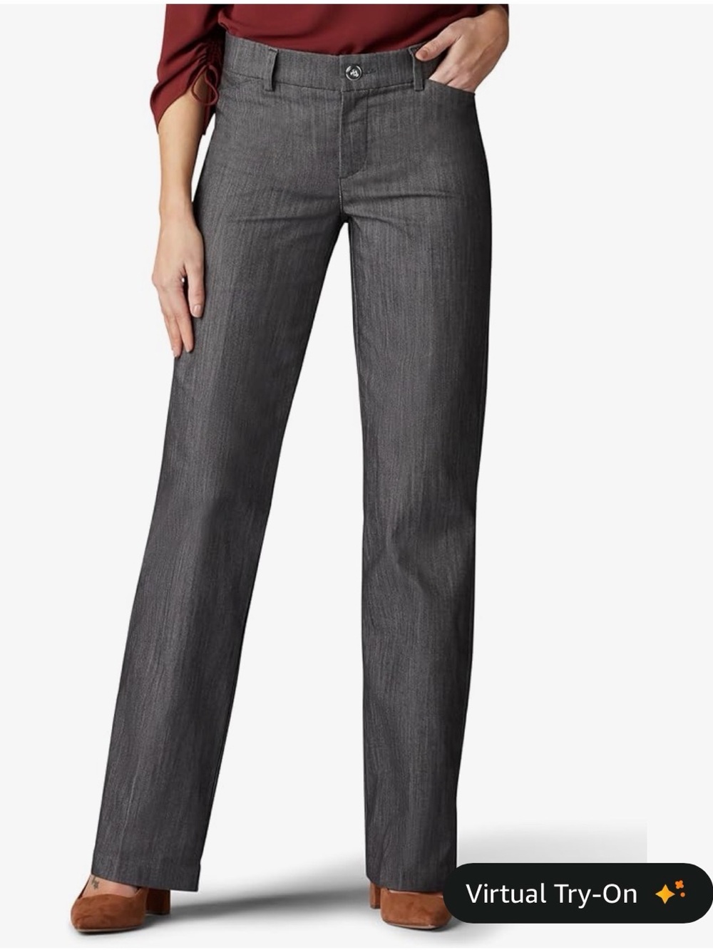 Size 8 Long - Lee Carbon Rinse Women’s  Trouser Dress Pants